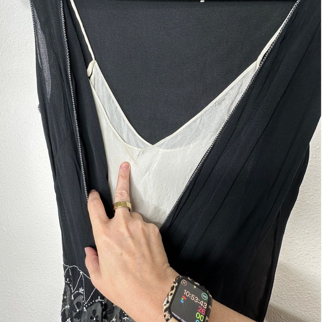Other Max Studio Special Black Ivory Sheer Silk Embroidered Dress Size S / US 4 / IT 40 - 9 Thumbnail