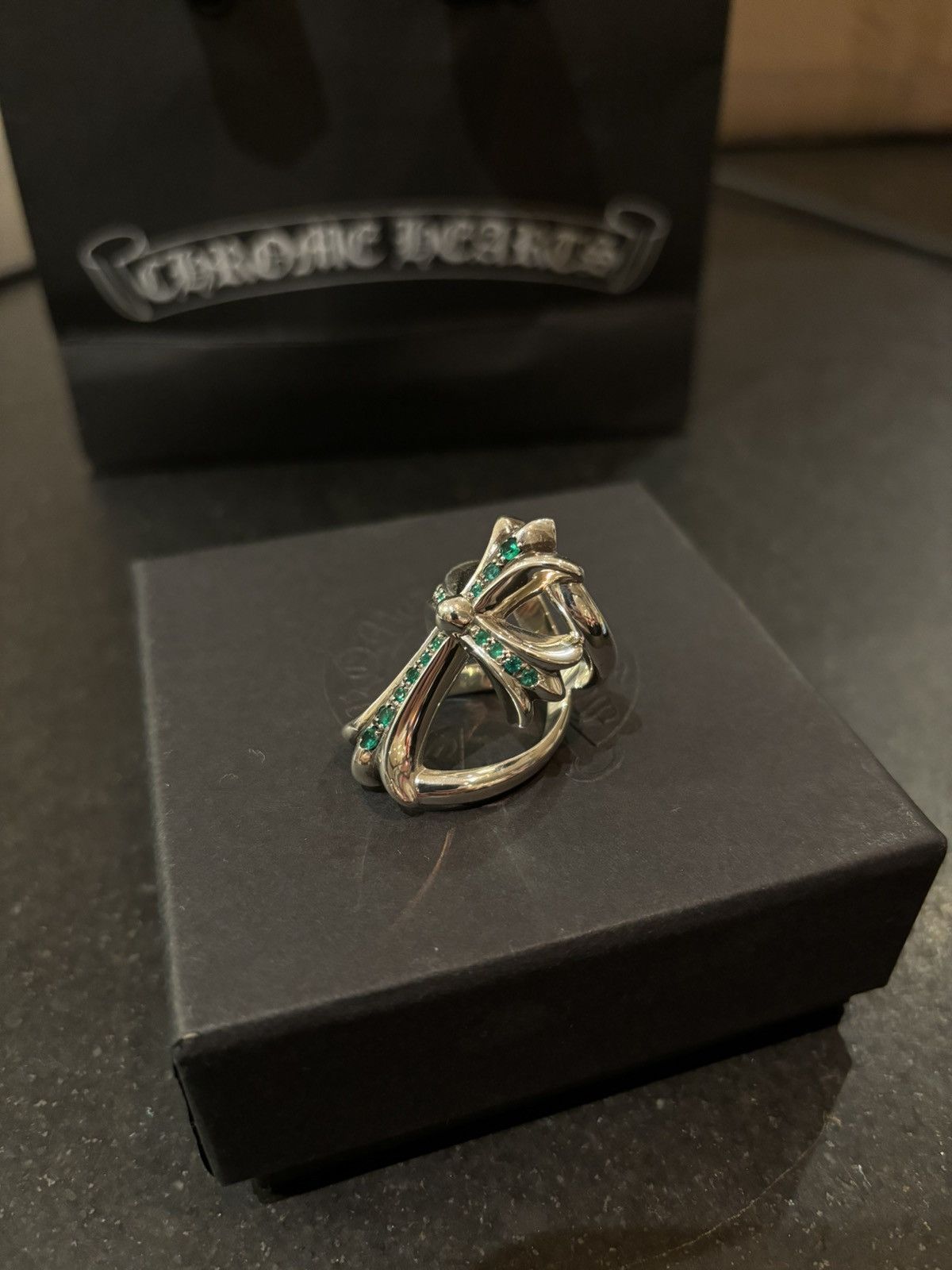 Chrome Hearts Chrome Hearts Emerald Pave Infinity Cross Ring Size ONE SIZE - 2 Thumbnail