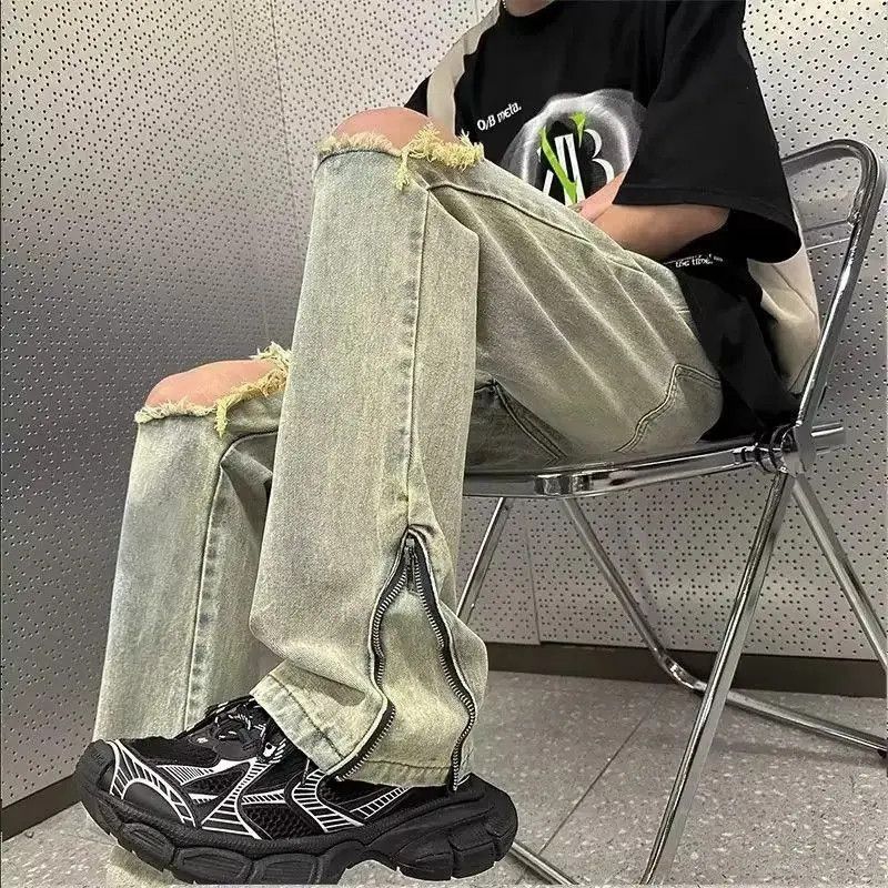 Japanese Brand Retro ripped straight leg jeans Size US 32 / EU 48 - 3 Thumbnail
