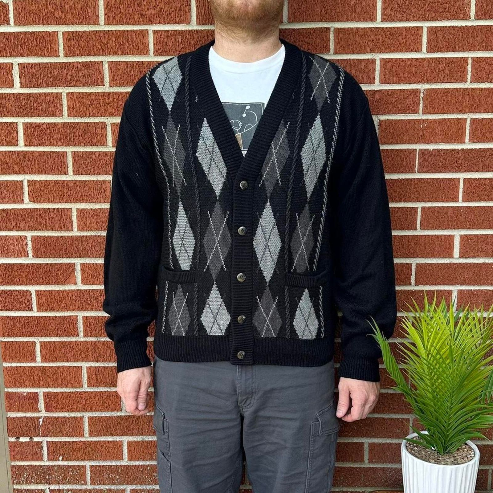 Blair Vintage 90s john blair argyle cardigan sweater Size US L / EU 52-54 / 3 - 1 Thumbnail