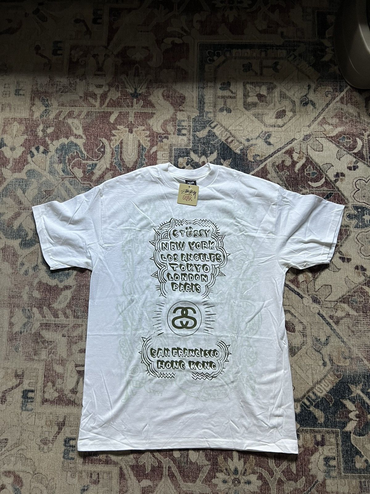 stussy world tour tee white