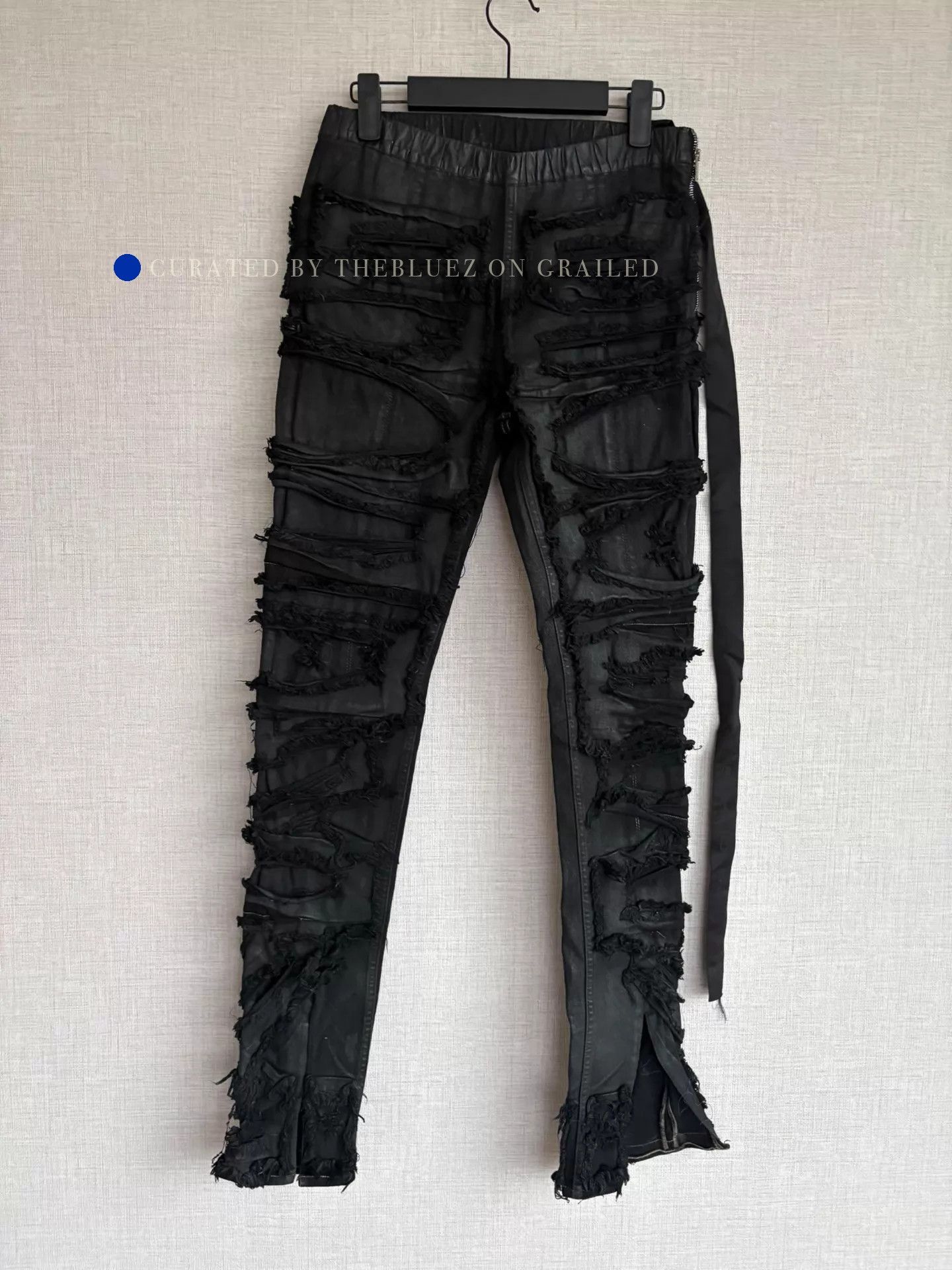 Rick Owens Ripped Black Stretch Slim Jeans Size US 32 / EU 48 - 1 Thumbnail