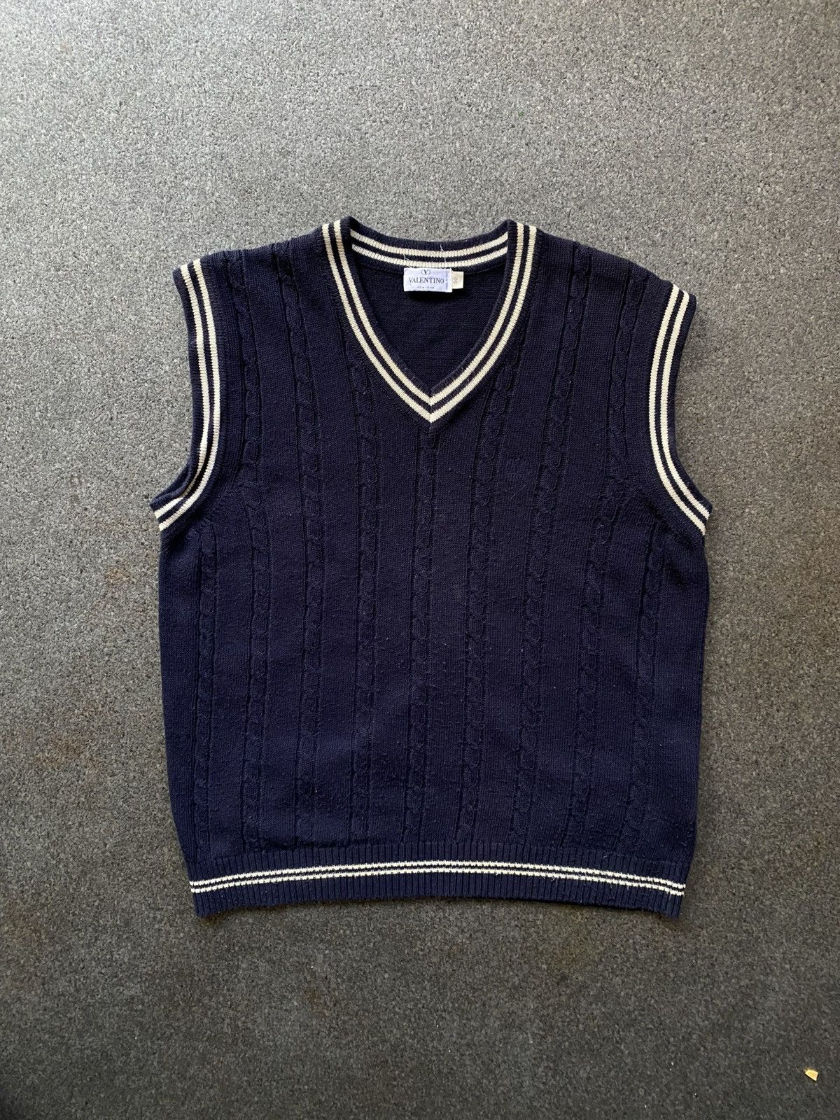 Valentino × Vintage Valentino Sweater Vest Ribbed Hem V Neck Pullover Size US M / EU 48-50 / 2 - 1 Thumbnail