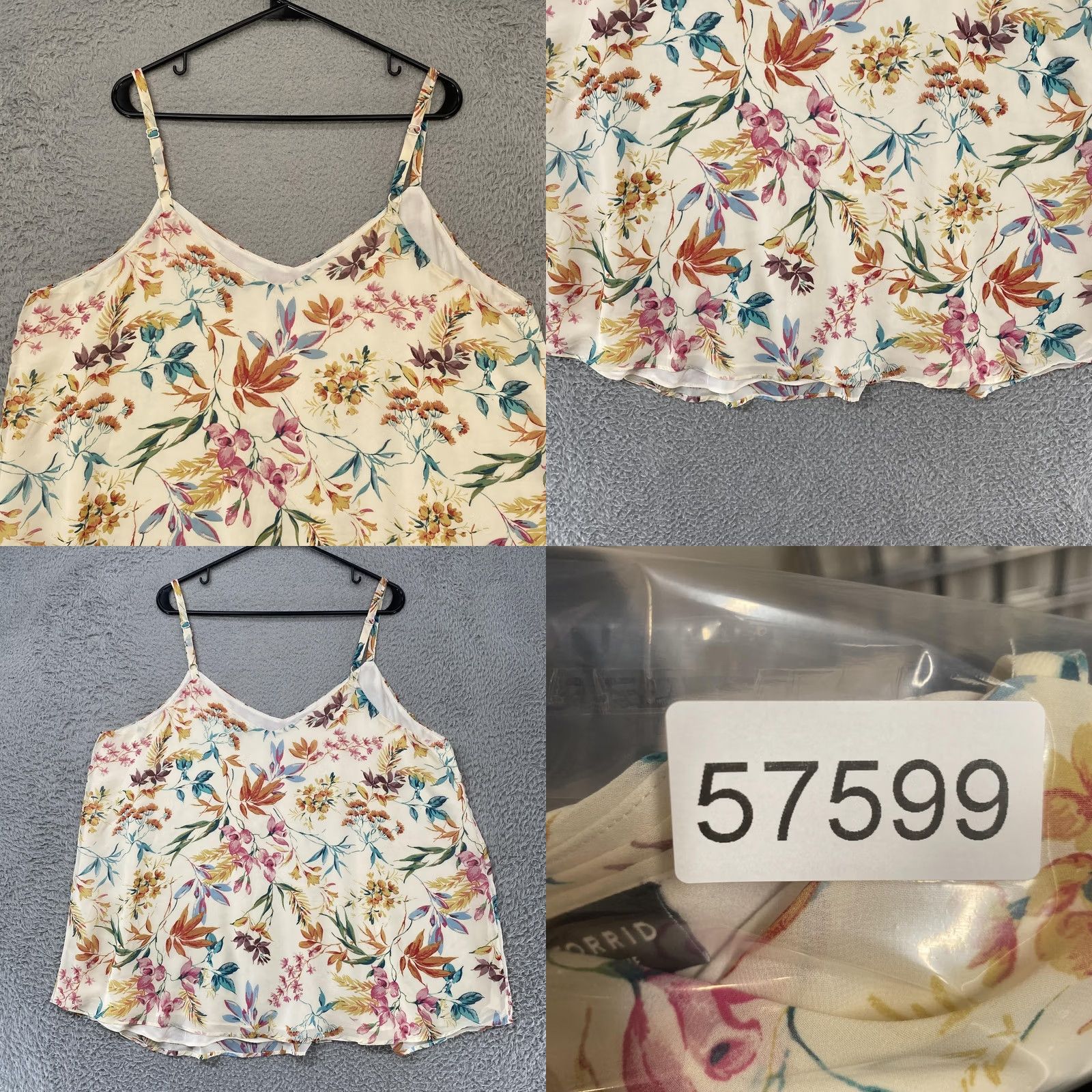 Torrid Torrid Floral Tank Top Womens 2X Cami Layering Festival Chiffon Summer Sleeveless V-Neck Slender Adjustable Strap Size XXL / US 16-18 / IT 52-54 - 8 Thumbnail