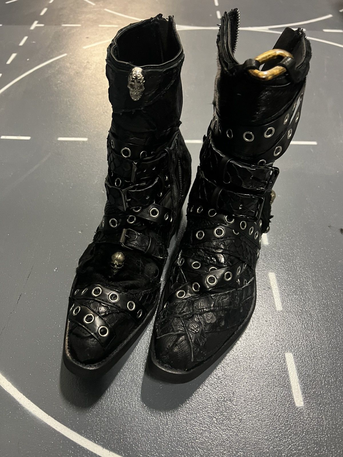 14th Addiction 1vfudie leather pony hair strap boots Size US 9 / EU 42 - 4 Thumbnail