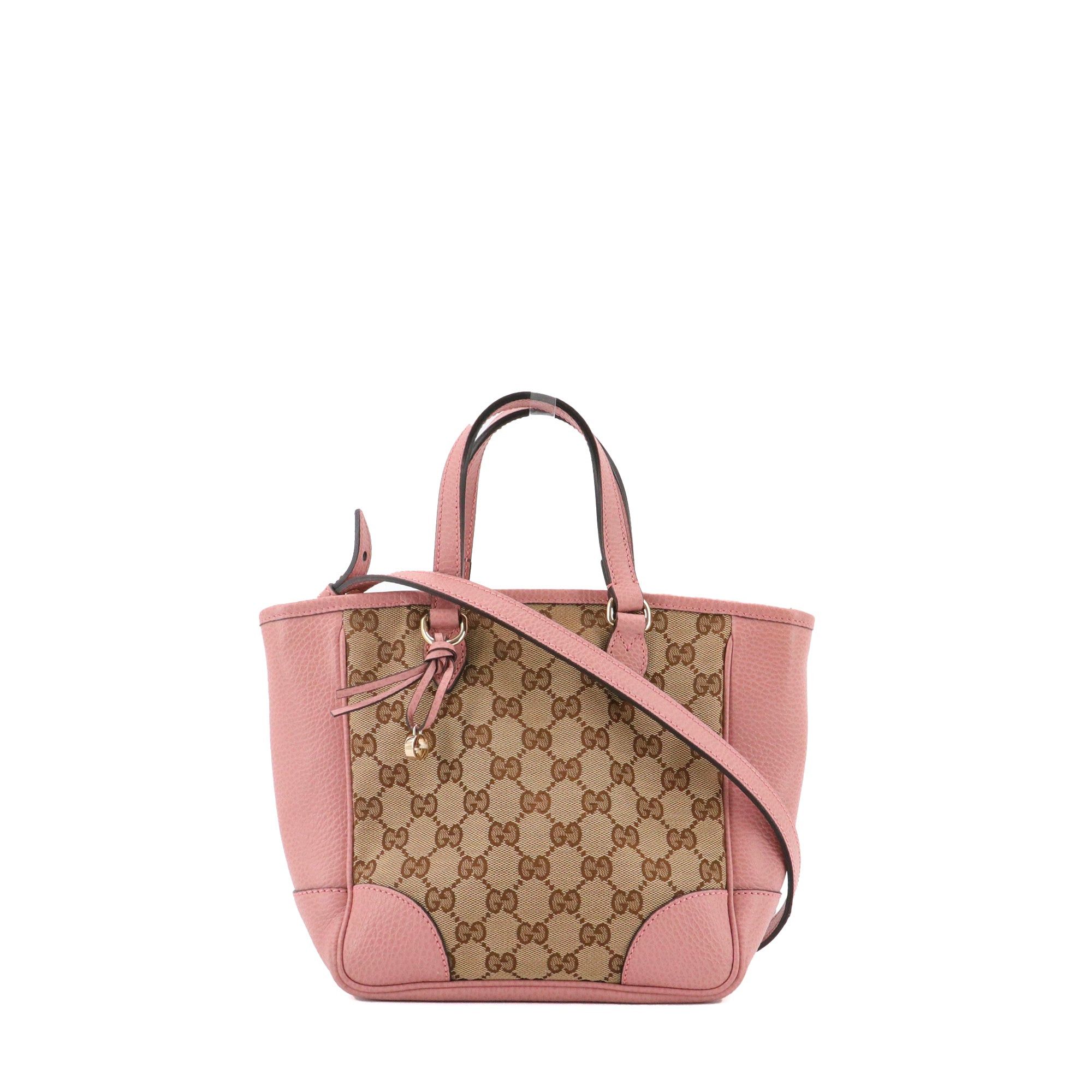 Gucci - Gucci Supreme GG Shoulder Bag In Canvas And Pink Grained Leather in Brown, Women's