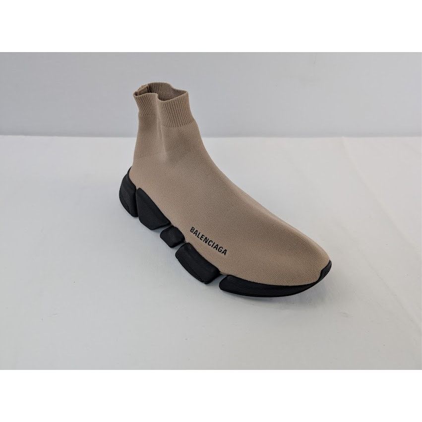 Balenciaga o1rshd1 Speed 2.0 LT Recycled Knit Sneaker in Beige / Black Size US 9 / EU 42 - 4 Thumbnail