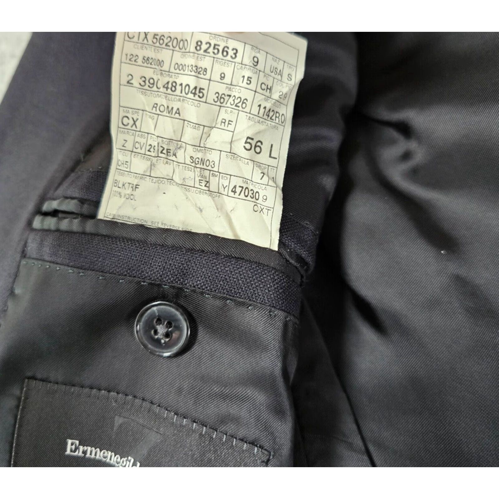 Ermenegildo Zegna Ermenegildo Zegna Trofeo Blazer Mens US 42L EU 56L Black Wool Sport Coat Jacket Size 42R - 7 Thumbnail