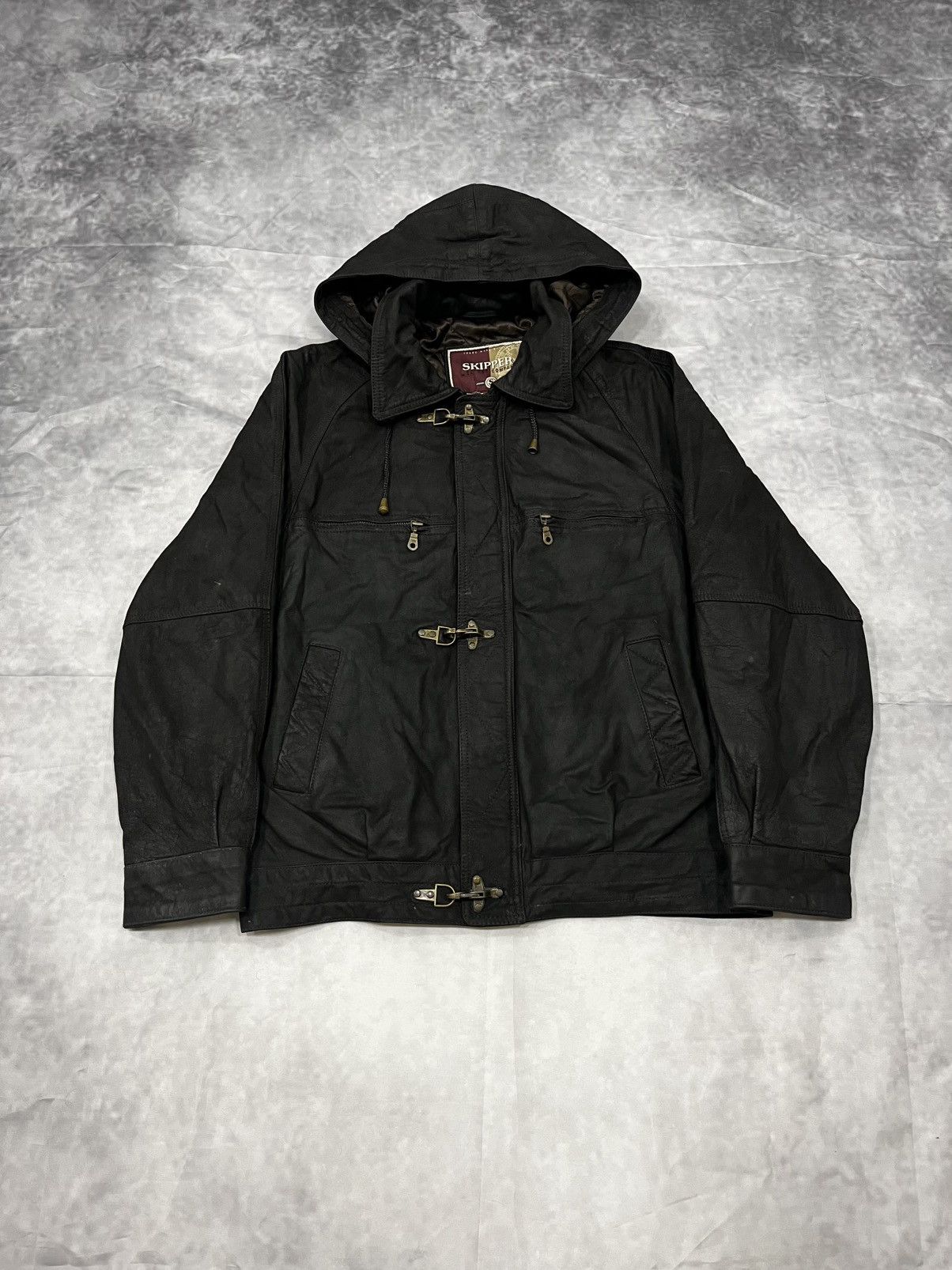Vintage Skipper Vintage Leather Waxed Metal Lockers Fireman Jacket Size US M / EU 48-50 / 2 - 2 Thumbnail