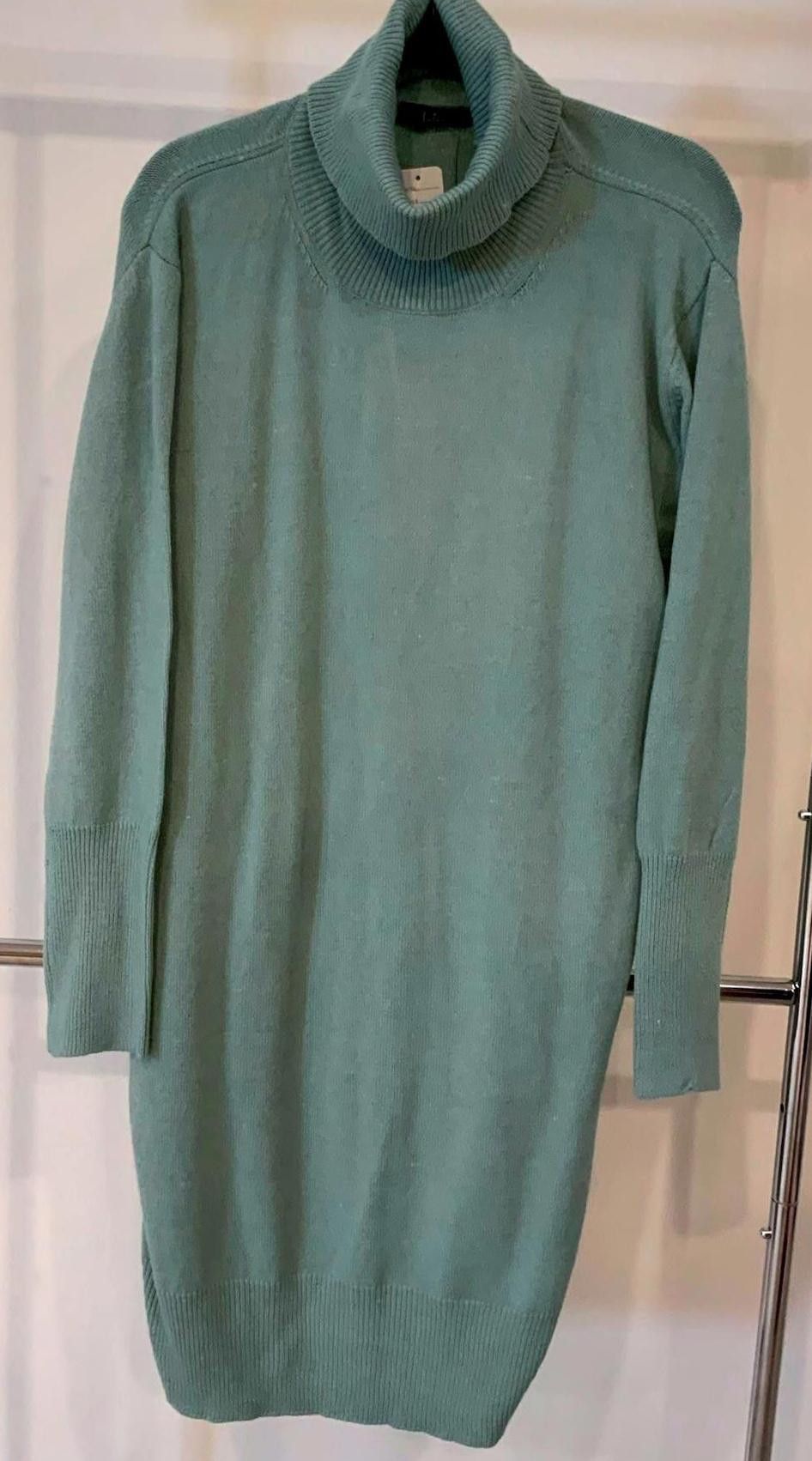 Lulus Lulus Mint Green Turtleneck Sweater Dress, size L Size L / US 10 / IT 46 - 1 Thumbnail