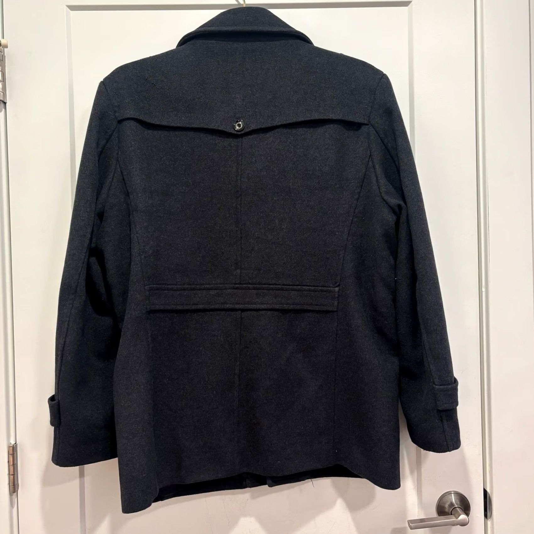 Vintage Aptro Mens Wool Blend Pea Coat Jacket Charcoal Gray Military Style 2XL Size US XXL / EU 58 / 5 - 4 Thumbnail