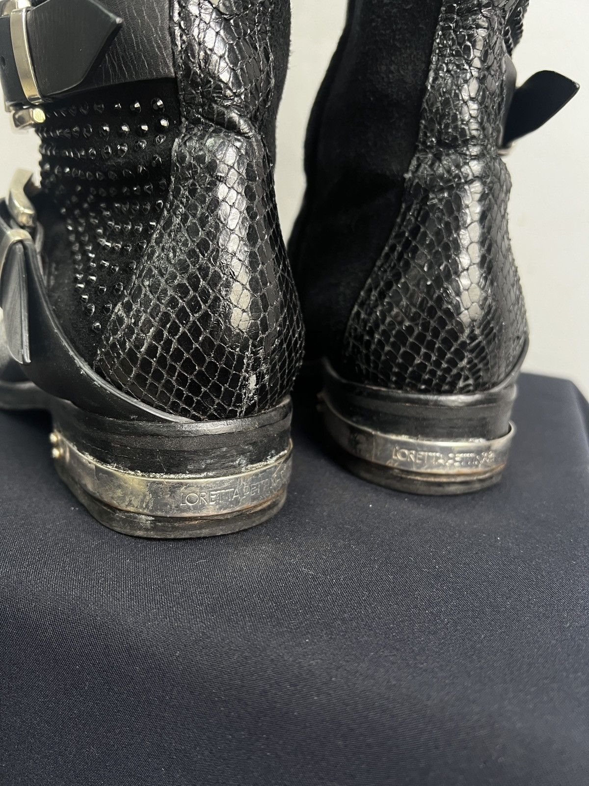 Hedi Slimane Black Studded Biker harley davidson Boots Leather Y2K Size US 7.5 / EU 40-41 - 9 Thumbnail