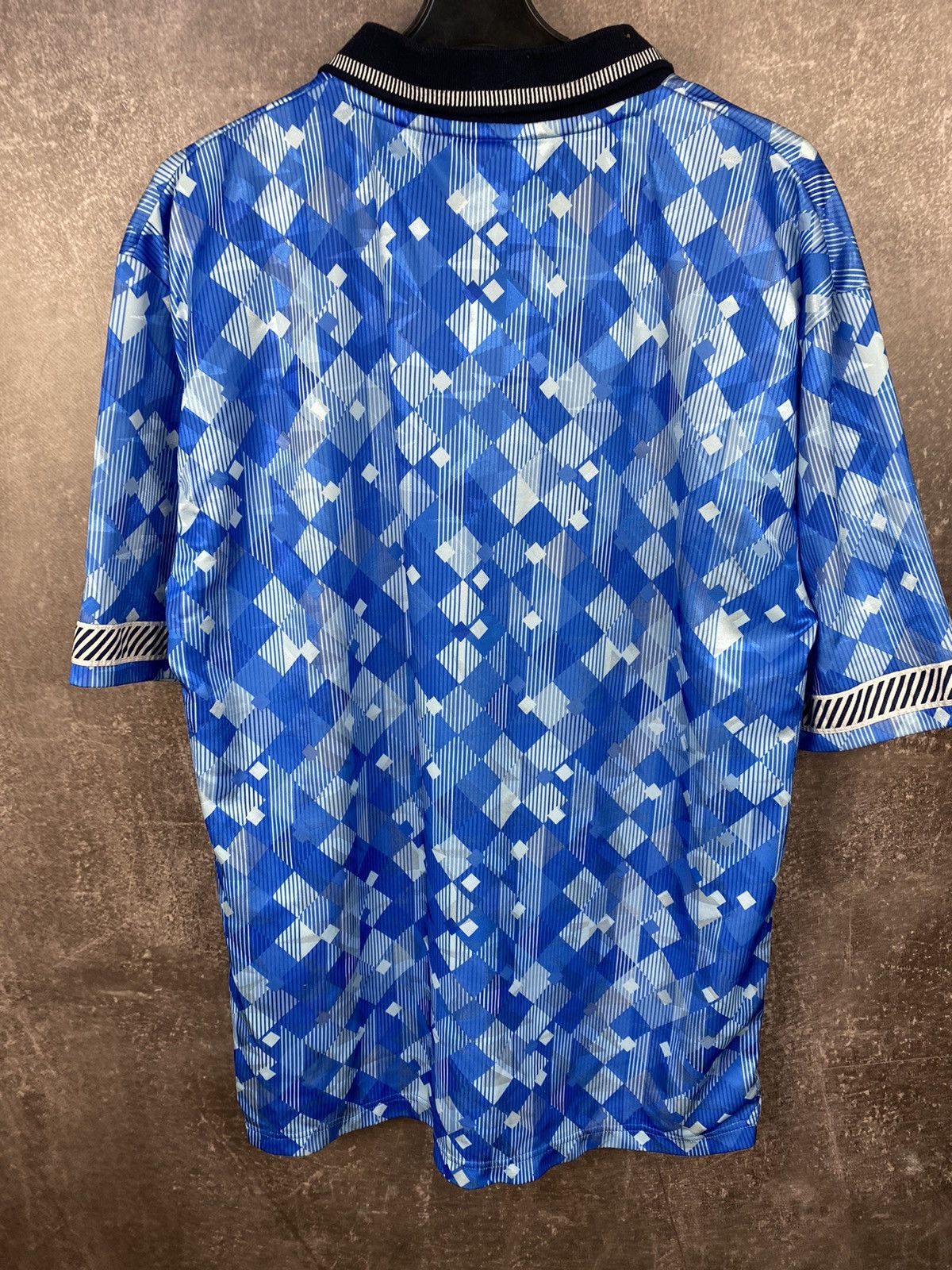 Vintage Vintage 90s England Score Draw Blue Jersey rare Size US L / EU 52-54 / 3 - 2 Thumbnail