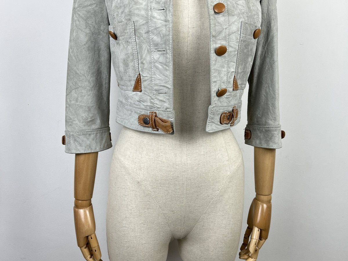 Armani × Vintage Armani Jeans Vintage Grey Leather Rare Streetwear Jacket Size S / US 4 / IT 40 - 5 Thumbnail