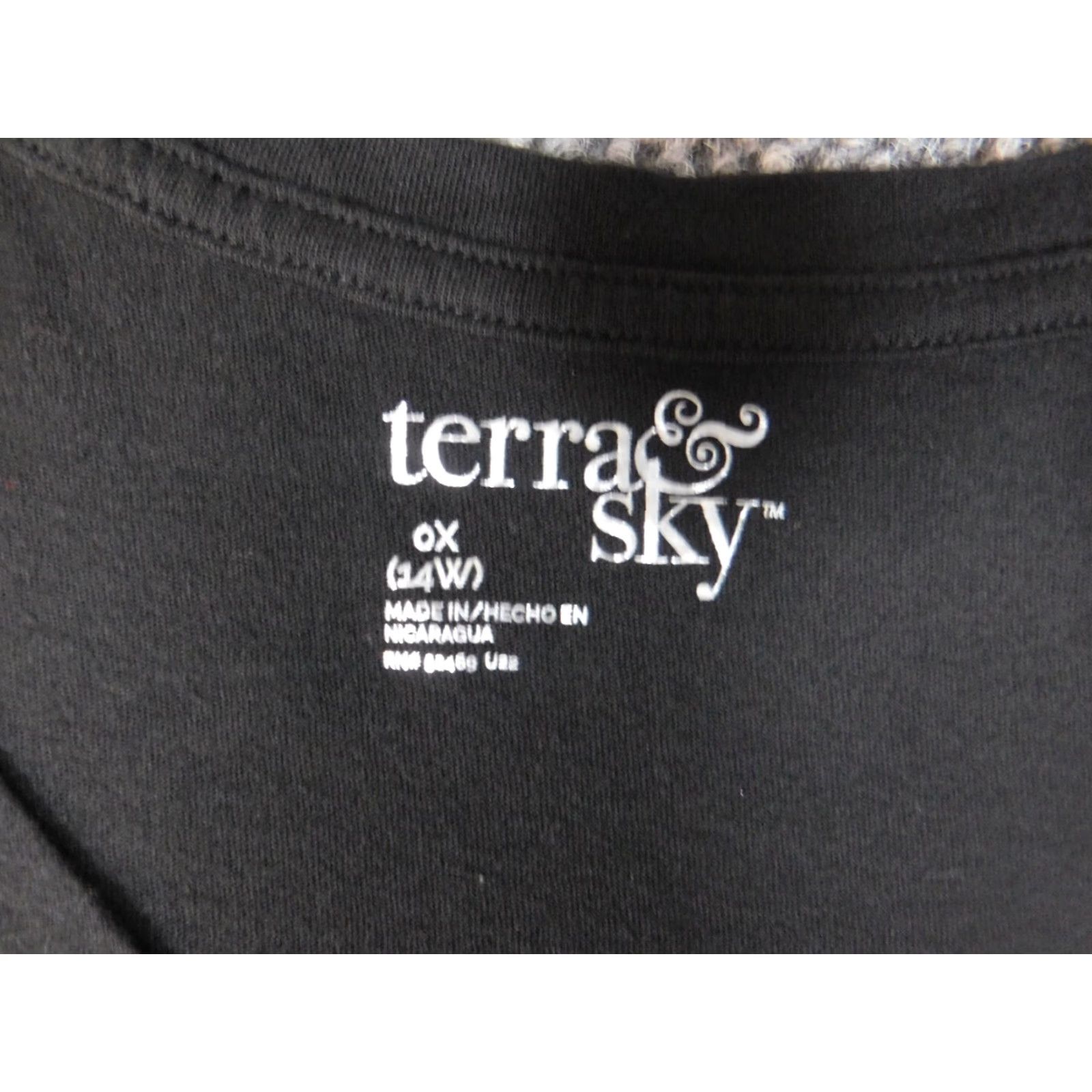 Vintage Terra & Sky Womens Top Blouse 14W Black Round Neck Short Sleeve Cotton Rayon Stretch Basic Casual T-Shirt Regular Womens Size XL / US 12-14 / IT 48-50 - 5 Thumbnail