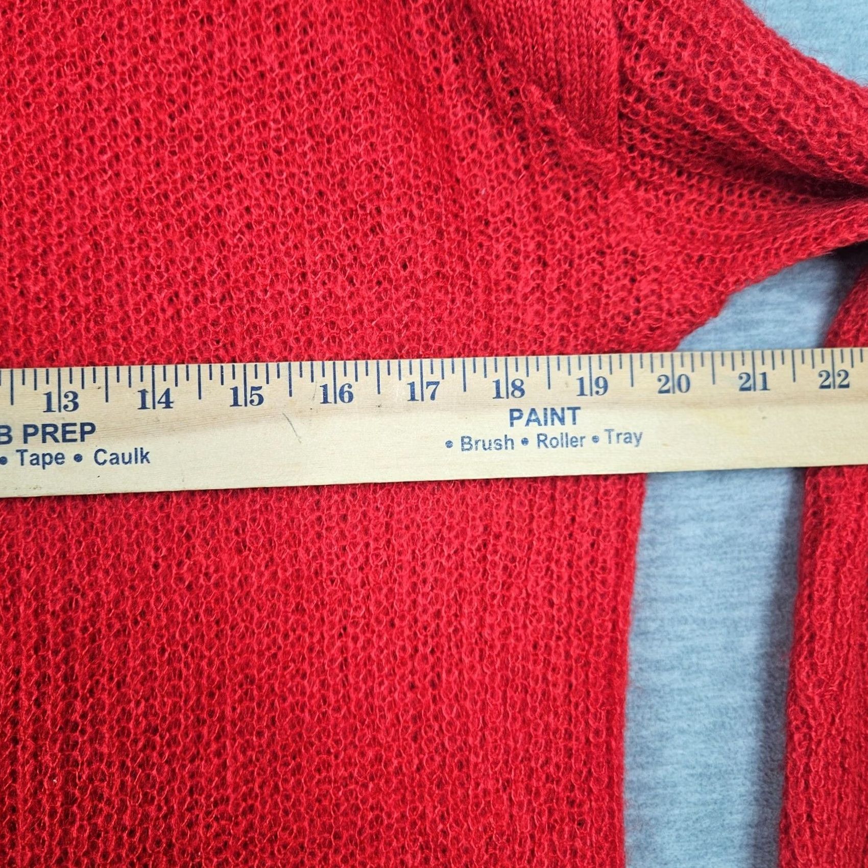 Vintage AS by DF Sweater Cardigan Women Regular M Red Solid V-Neck Modern 4 Seasons Knit Acrylic Mohair Nylon Button Casual Size M / US 6-8 / IT 42-44 - 8 Thumbnail