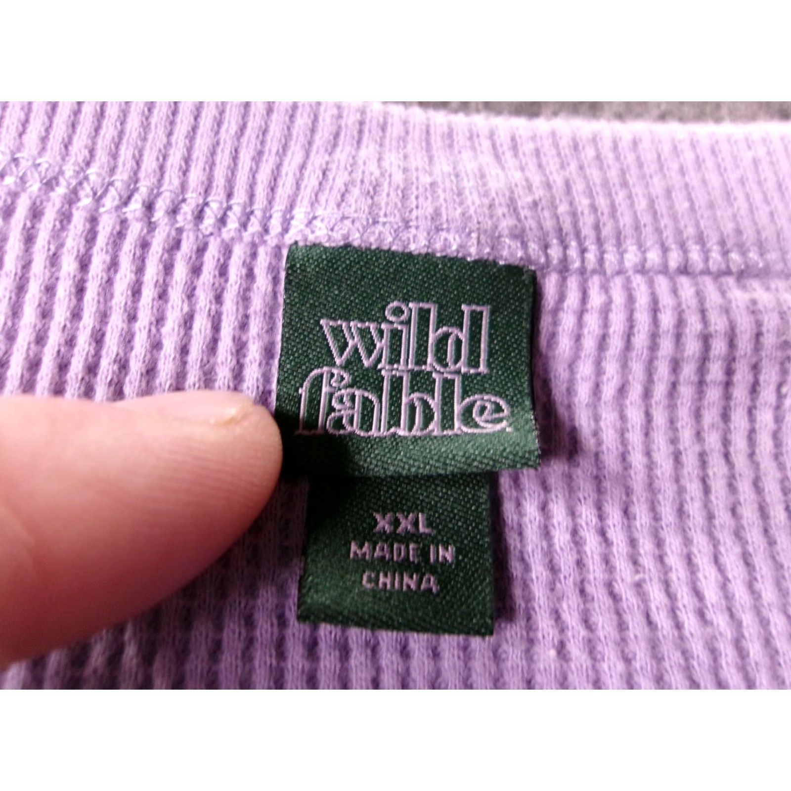 Vintage Wild Fable Purple Cropped Long Sleeve Thermal Top Womens 2XL V-Neck Raglan Sleeve Cotton Blend- Solid Shaped Lavender Purple Size XXL / US 16-18 / IT 52-54 - 6 Thumbnail