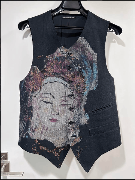 Yohji Yamamoto Yohji Yamamoto Yamanekoken W-Yamaneko Design Vest "Black" Size 36S - 6 Thumbnail
