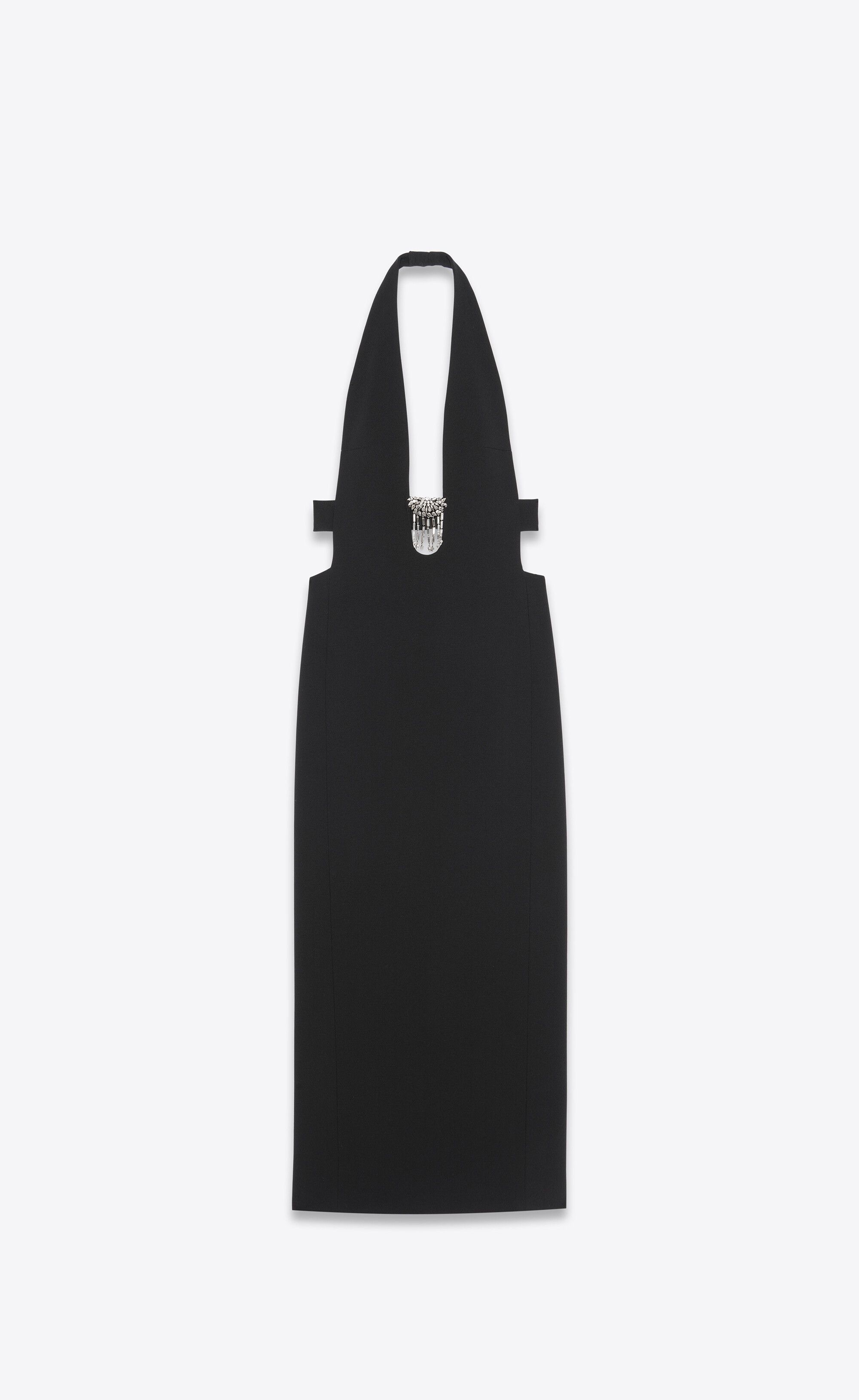 Saint Laurent Paris o1tp1o0125 Long Backless Dress In Double Sable in Black Size XL / US 12-14 / IT 48-50 - 1 Thumbnail