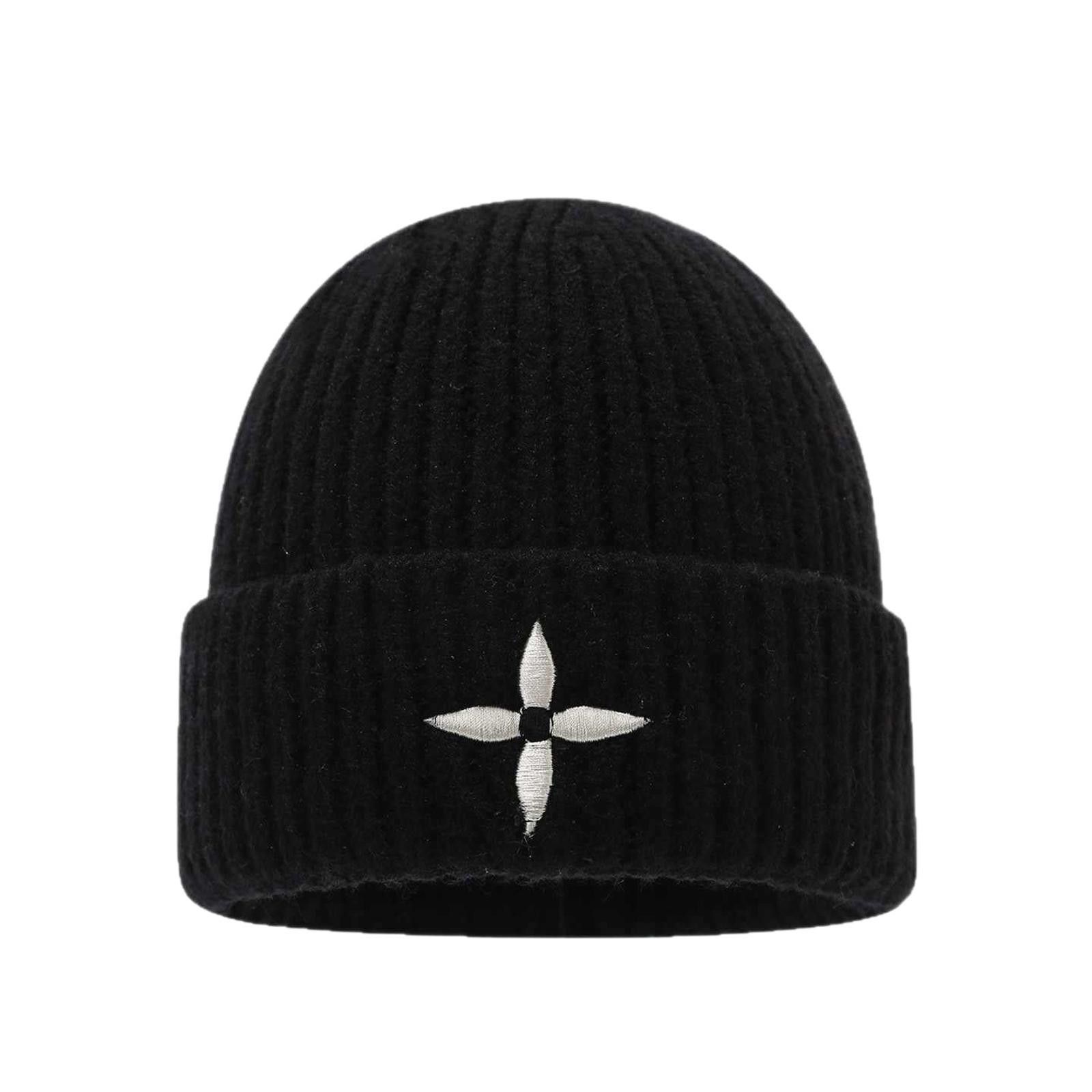 Other Four-Petal Flower Ribbed Knit Beanie Hat Size ONE SIZE - 6 Thumbnail