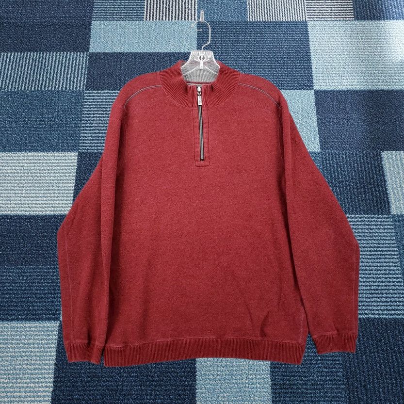 Tommy Bahama Tommy Bahama Sweater Mens XL Reversible 1/4 Zip Pullover Red Knit Polo Style Pullover Mens Size US XL / EU 56 / 4 - 1 Thumbnail