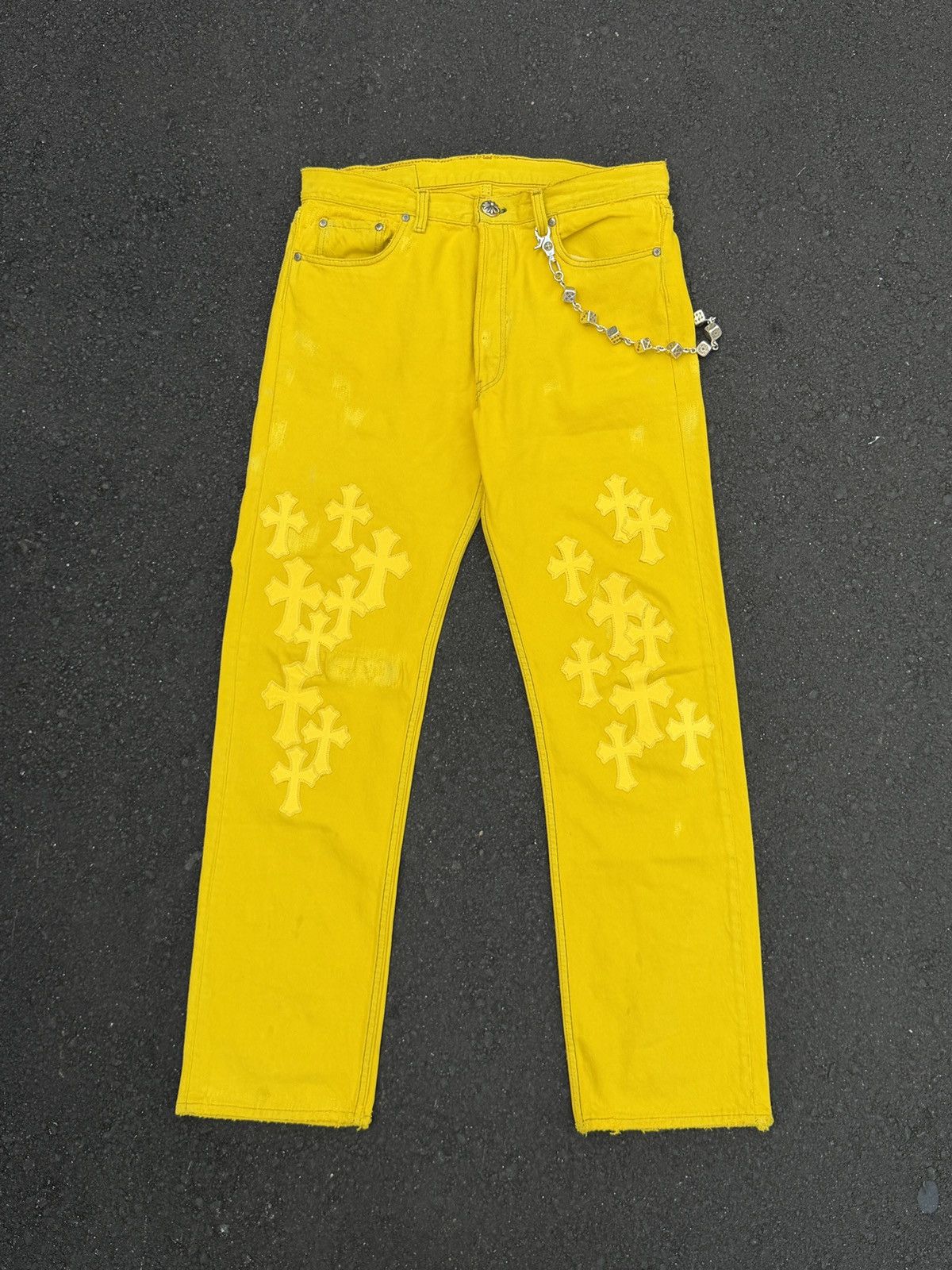 Chrome Hearts Chrome Hearts Yellow Cross Patch Levi's Jeans Size US 33 - 1 Thumbnail