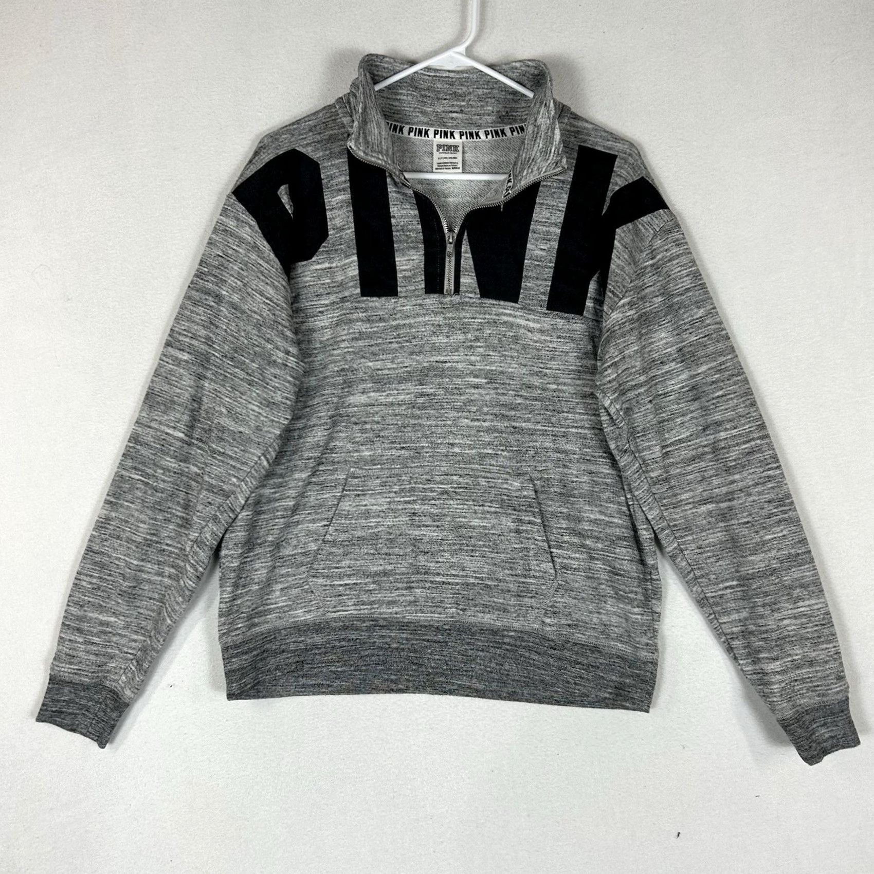 Pinko PINK Victoria's Secret 1/4 Zip Sweatshirt Women's Small Pullover Athletic Top Gray Size S / US 4 / IT 40 - 2 Thumbnail