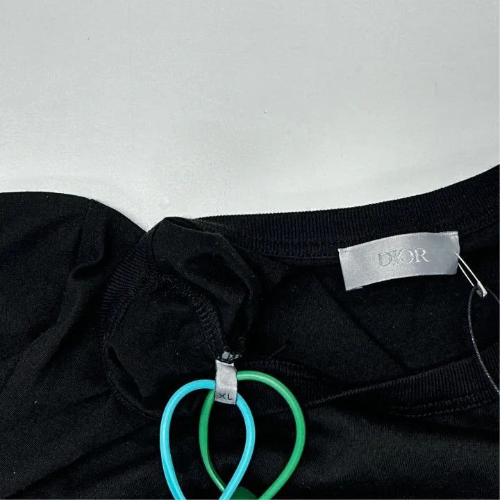 Dior Dior Dior Black Logo Embroidered Short Sleeve T-Shirt 0079 Size US XL / EU 56 / 4 - 2 Thumbnail