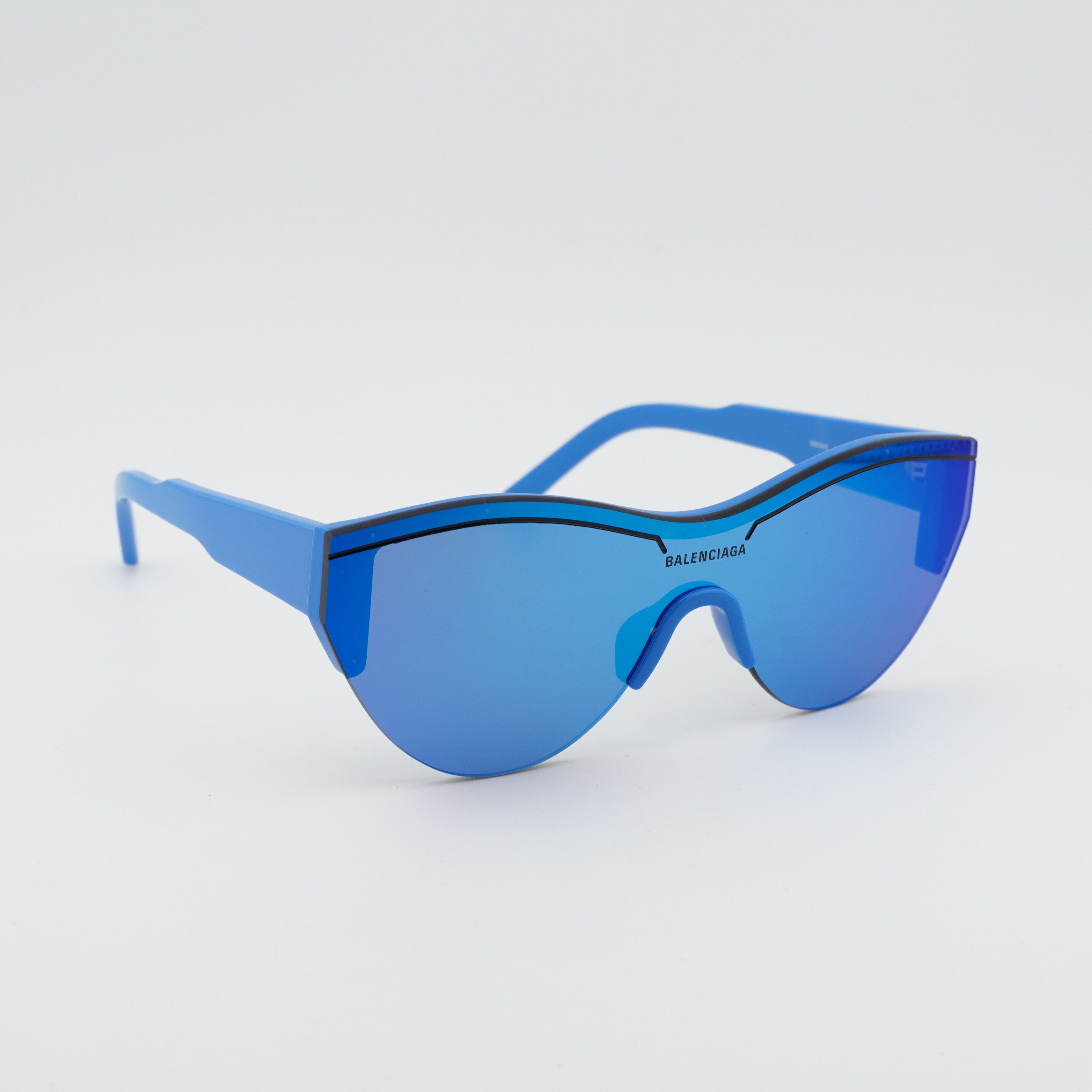 Balenciaga Balenciaga BB0004S 013 Semi Rim Sunglasses Blue Shield Frame Size ONE SIZE - 9 Thumbnail