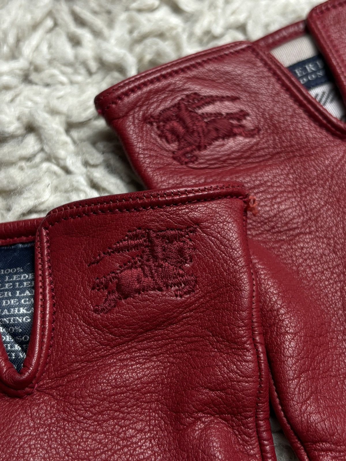 Burberry Burberry London Red Leather Vintage Gloves Size ONE SIZE - 5 Thumbnail