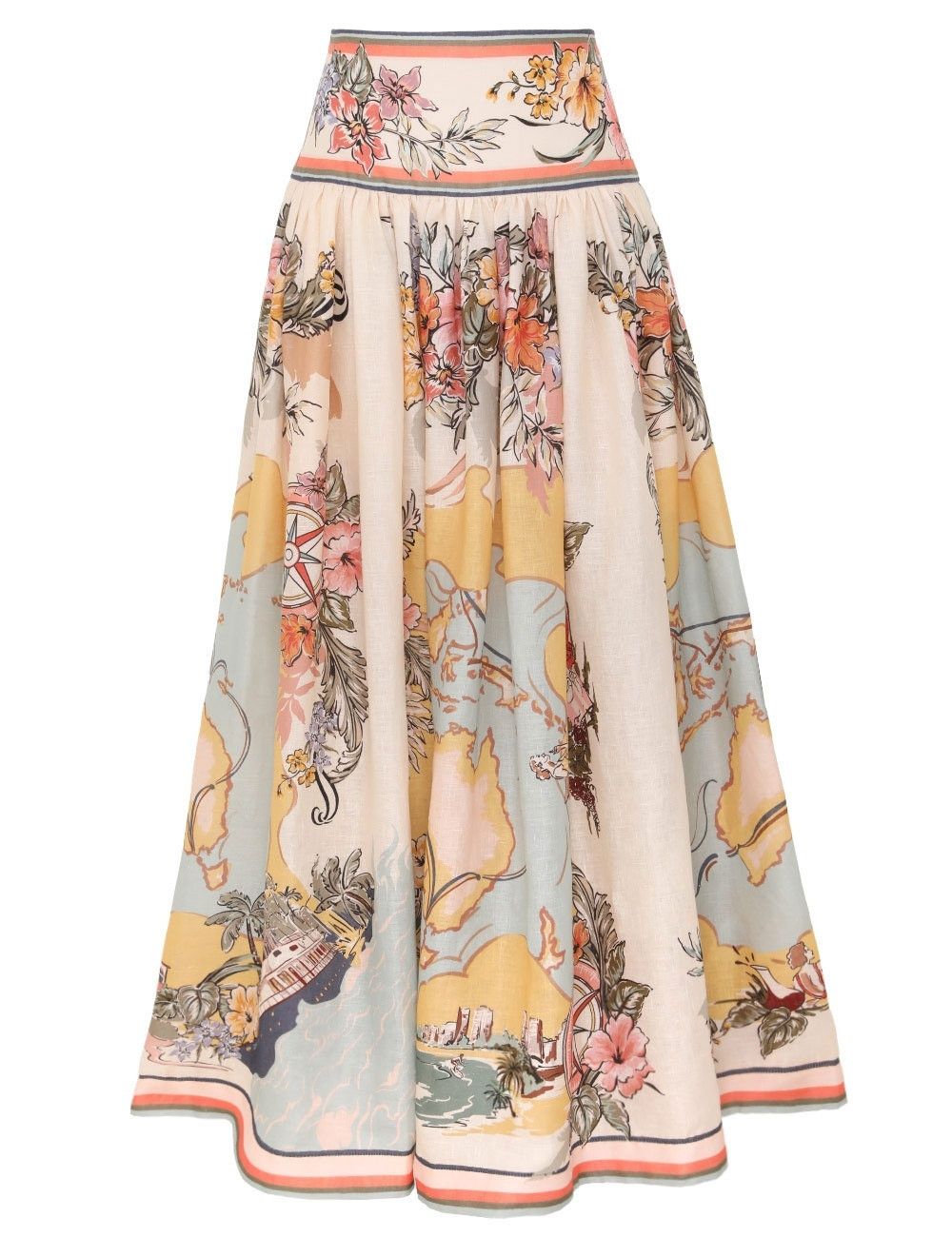Zimmermann oc11z0226 Tallow Midi Skirt In Multicolor Size 28" / US 6 / IT 42 - 1 Thumbnail