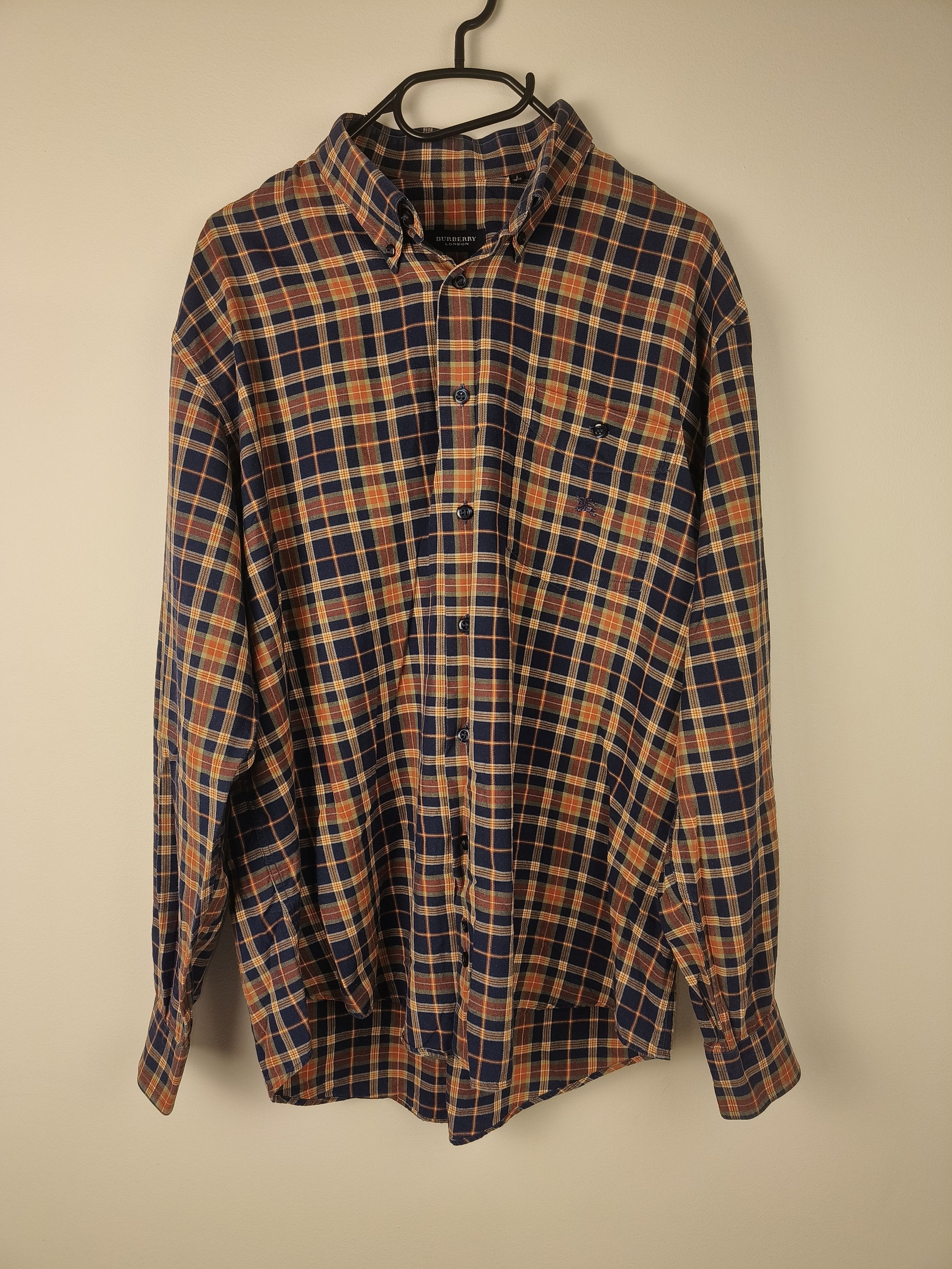 Burberry Burberry New Sussex-E Navy & Camel Check Cotton Shirt Size US L / EU 52-54 / 3 - 1 Thumbnail