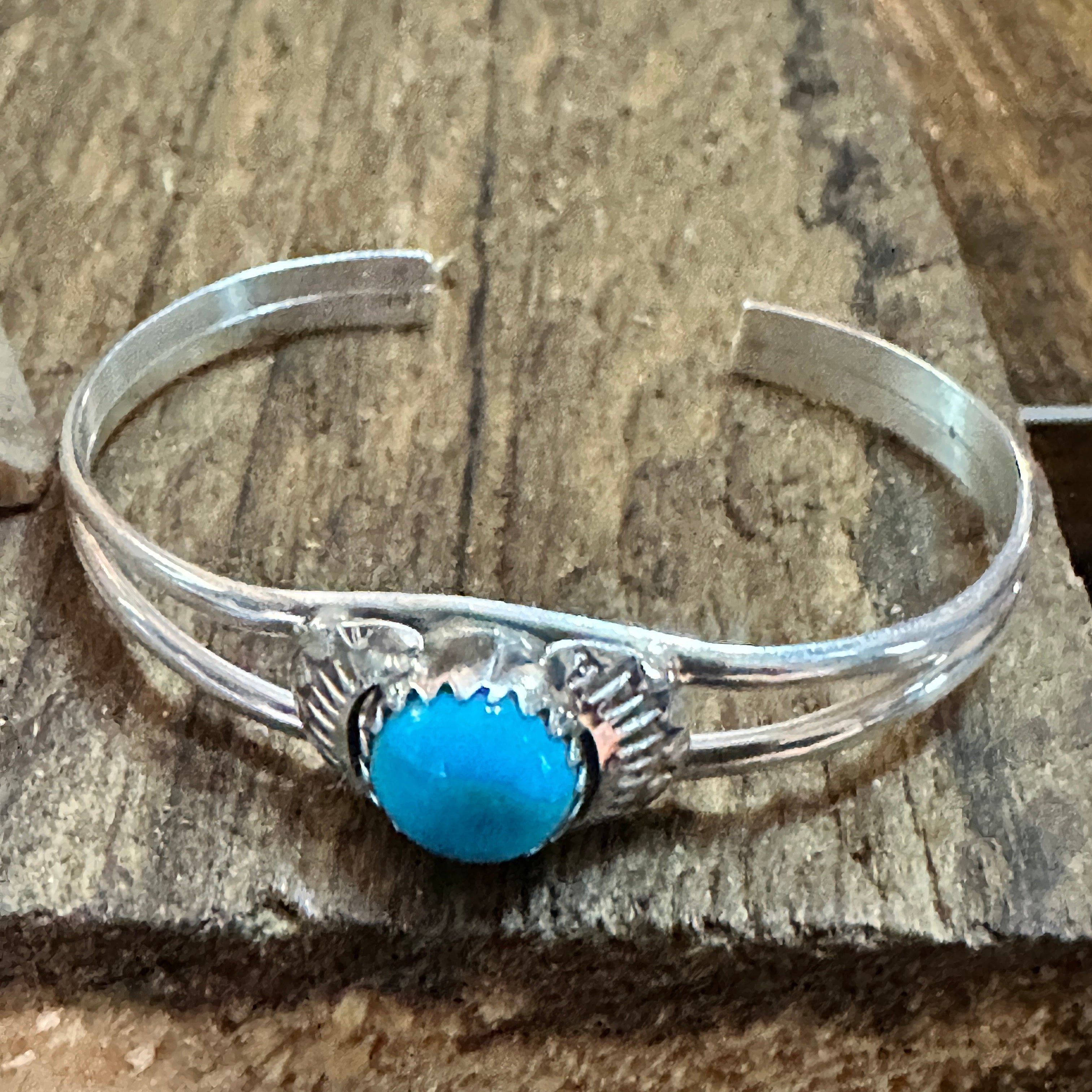 Other Handmade Navajo Sterling Silver & Turquoise Baby Cluster Cuf Size ONE SIZE - 8 Thumbnail
