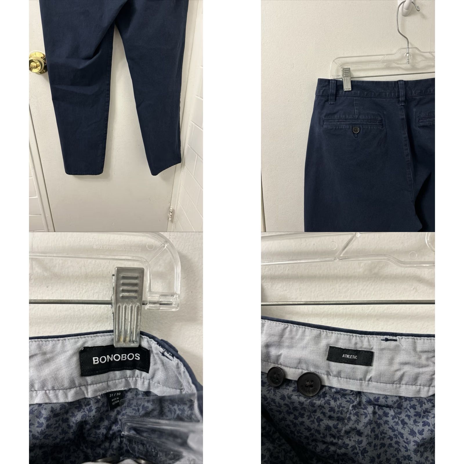 Bonobos Bonobos Pants Mens 31x28 Navy Blue Athletic Fit Stretch Cotton Chino Trousers Size US 31 - 8 Thumbnail