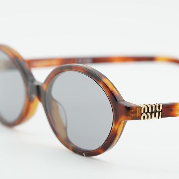 Miu Miu Miu Miu MU04ZS 21C40O Sunglasses Havana Mahogany Oval Frame Size ONE SIZE - 8 Thumbnail