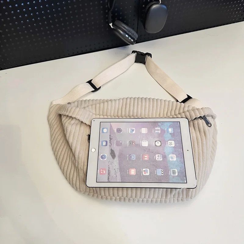 Japanese Brand Unisex Large Capacity Corduroy Chest Bags Size ONE SIZE - 4 Thumbnail