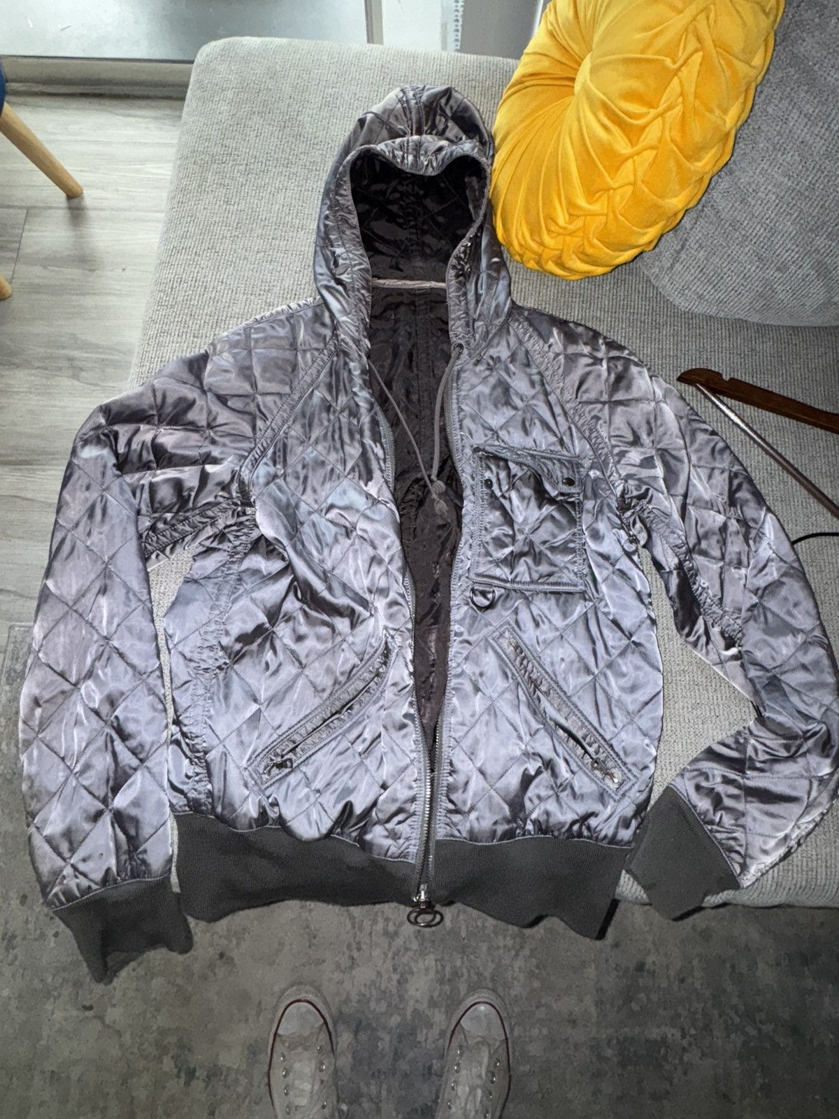 Prada Prada Prada Nylon Quilted Pocket Navy Zip Up / Bomber Size US M / EU 48-50 / 2 - 7 Thumbnail