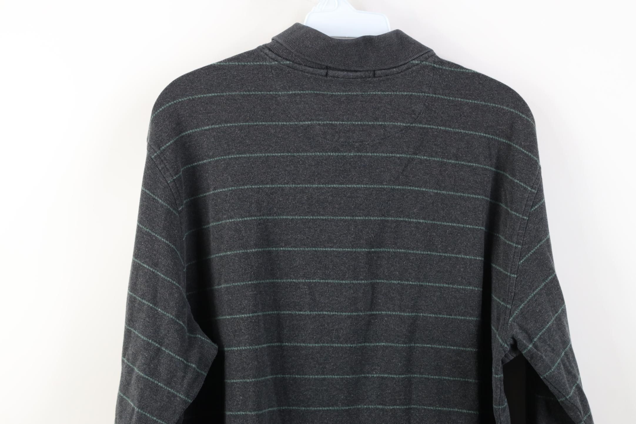 Lands' End Vintage Lands End Striped Heavyweight Long Sleeve Polo Shirt Size US L / EU 52-54 / 3 - 10 Thumbnail