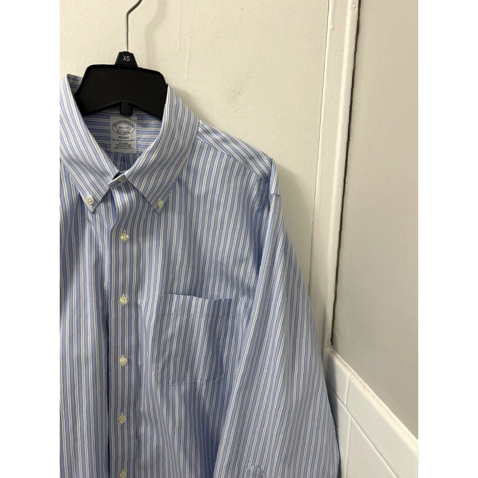 Brooks Brothers Brooks Brothers Original Polo Shirt Mens 16.5 Blue White Striped Button Up L/S Dress Shirt Size US XL / EU 56 / 4 - 4 Thumbnail