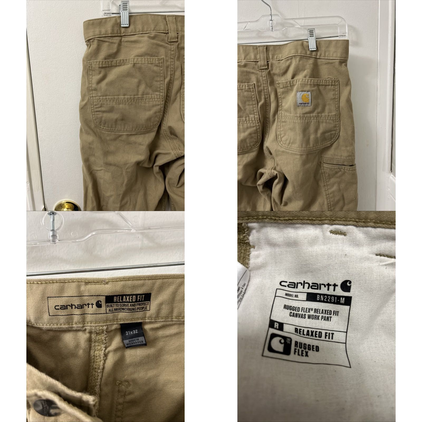 Carhartt Carhartt Work Pants Mens 31x32 Tan Brown Rugged Flex Relaxed Fit Canvas BN2291-M Pants Mens Regular Brown Canvas Relaxed Fit Workwear Size US 31 - 9 Thumbnail