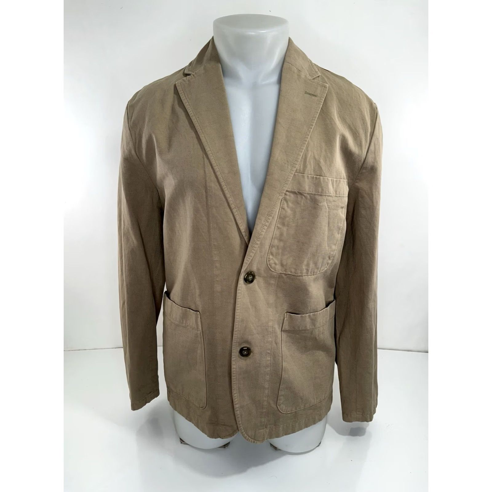 J.Crew J.CREW Blazer - Unstructured Mens 38 Cotton Blend Tan Blazer Shirt Jacket B17 Vintage? Size 38R - 2 Thumbnail