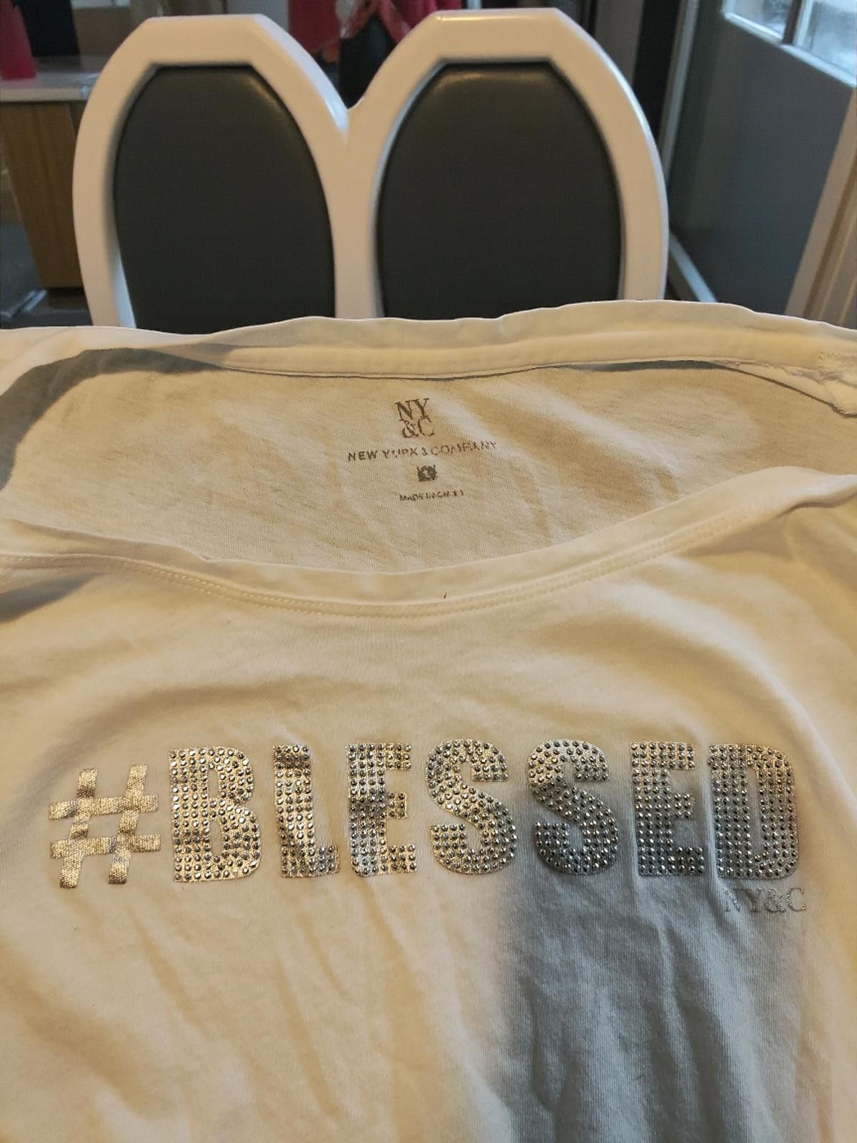 Other New York & Company White #BLESSED Tee Size Large Size L / US 10 / IT 46 - 6 Thumbnail