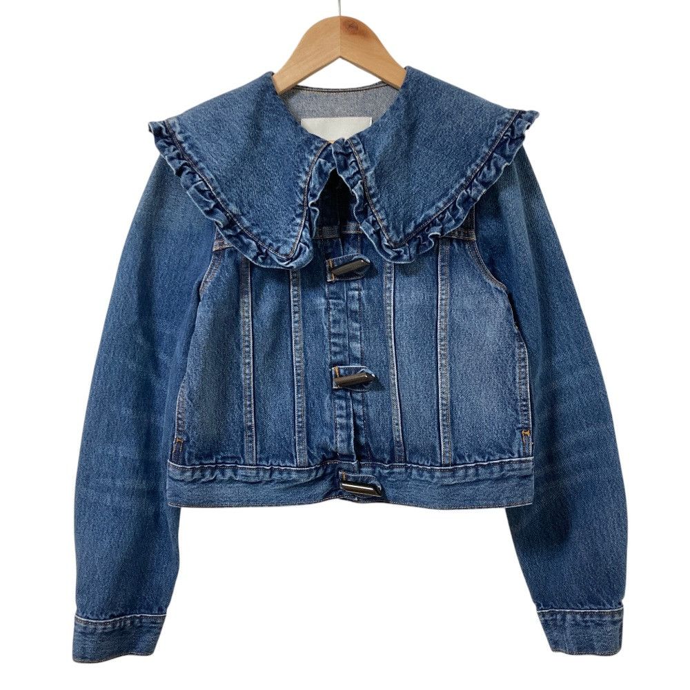 Other Other Ganni Ruffle Collar Denim Jacket Textile Outerwear DUTY FREE for USA Size ONE SIZE - 1 Thumbnail