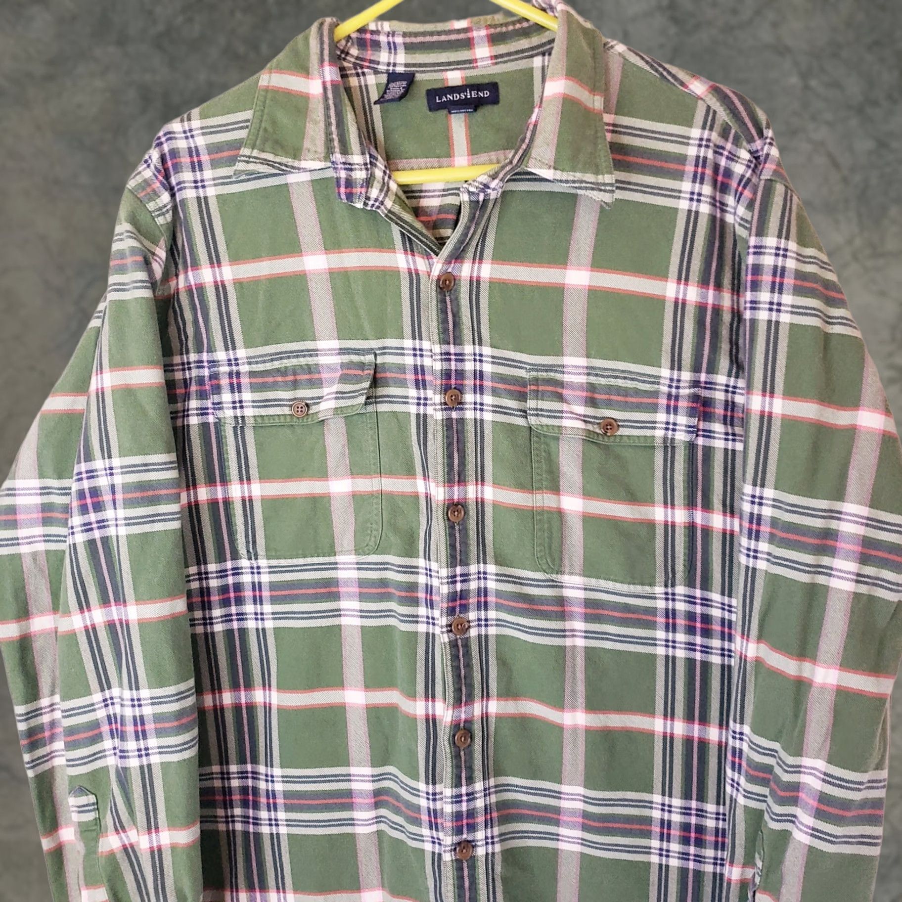 Lands' End VINTAGE Lands' End Flannel Shirt Men's XL Green Plaid Check Outdoors 17-17.5 Question? Size US XL / EU 56 / 4 - 1 Thumbnail