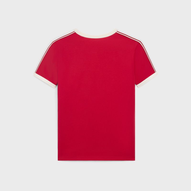 Celine o1bcso1str0126 2X15N671Q Regular T-Shirt in Carmin/Cream Size US S / EU 44-46 / 1 - 2 Thumbnail