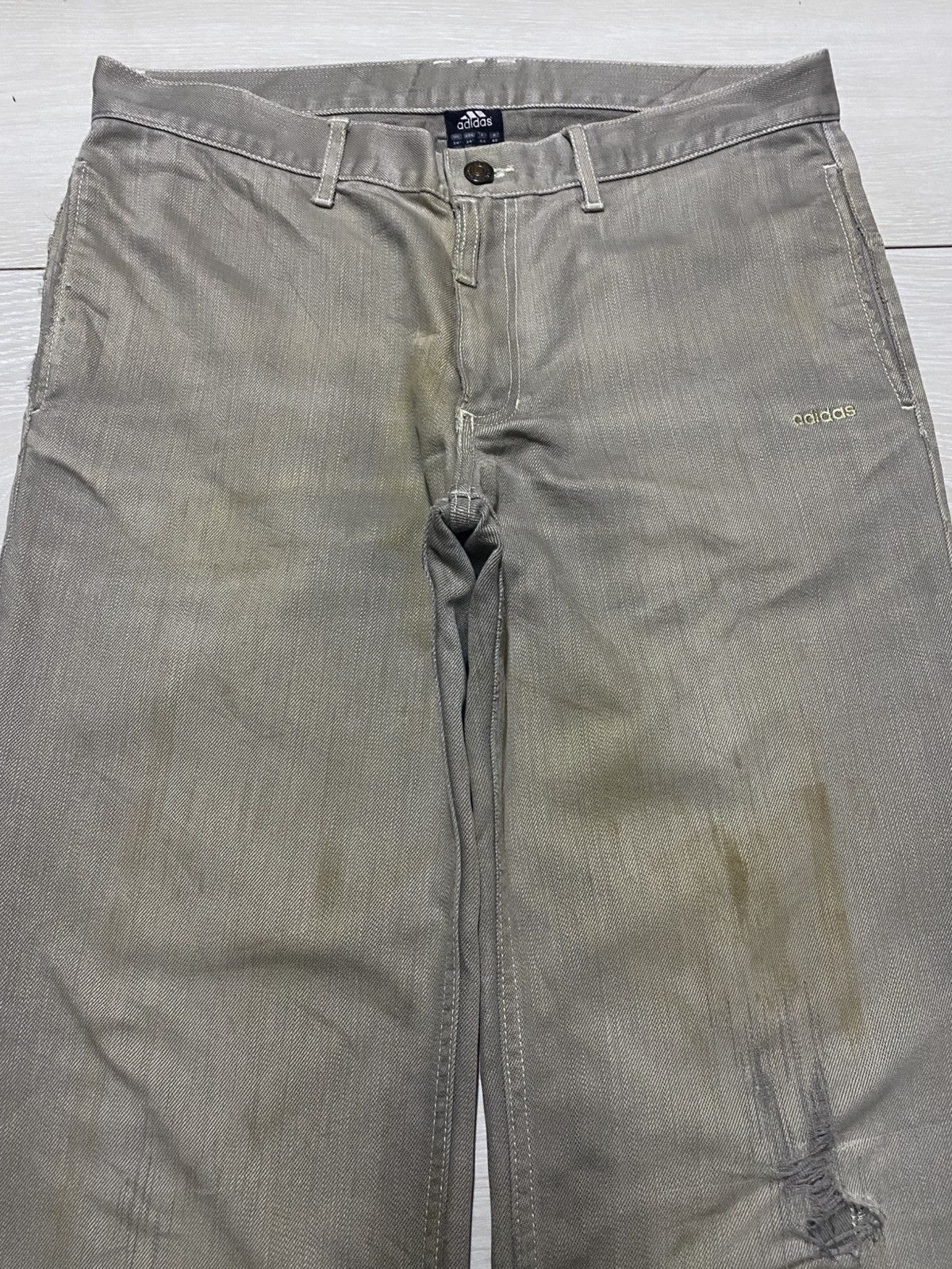 Adidas Adidas beidge Grunge Distressed Baggy Jeans Size US 33 - 3 Thumbnail