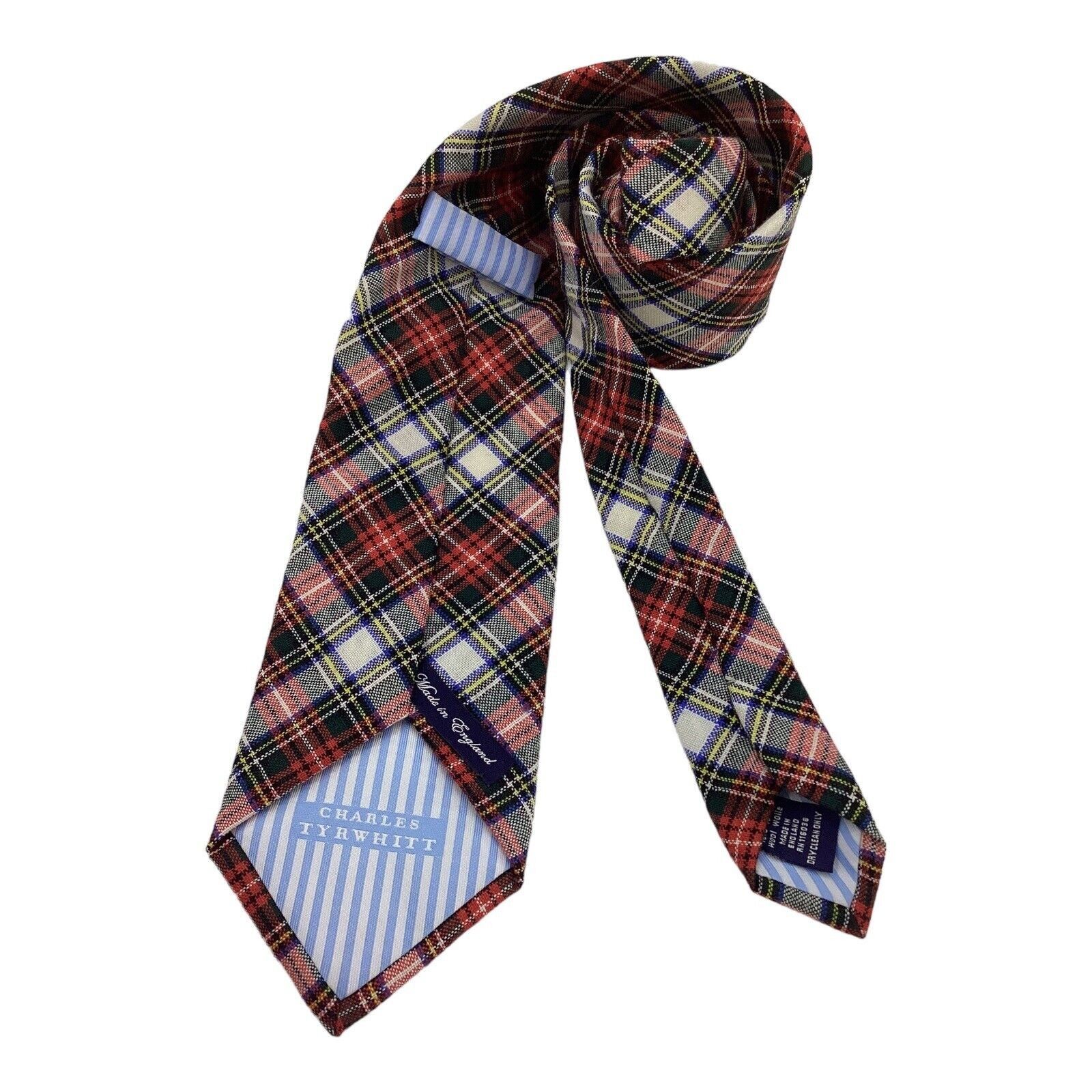 Charles Tyrwhitt CHARLES TYRWHITT Red Plaids & Cheks Luxury Wool Tie England Size ONE SIZE - 2 Thumbnail