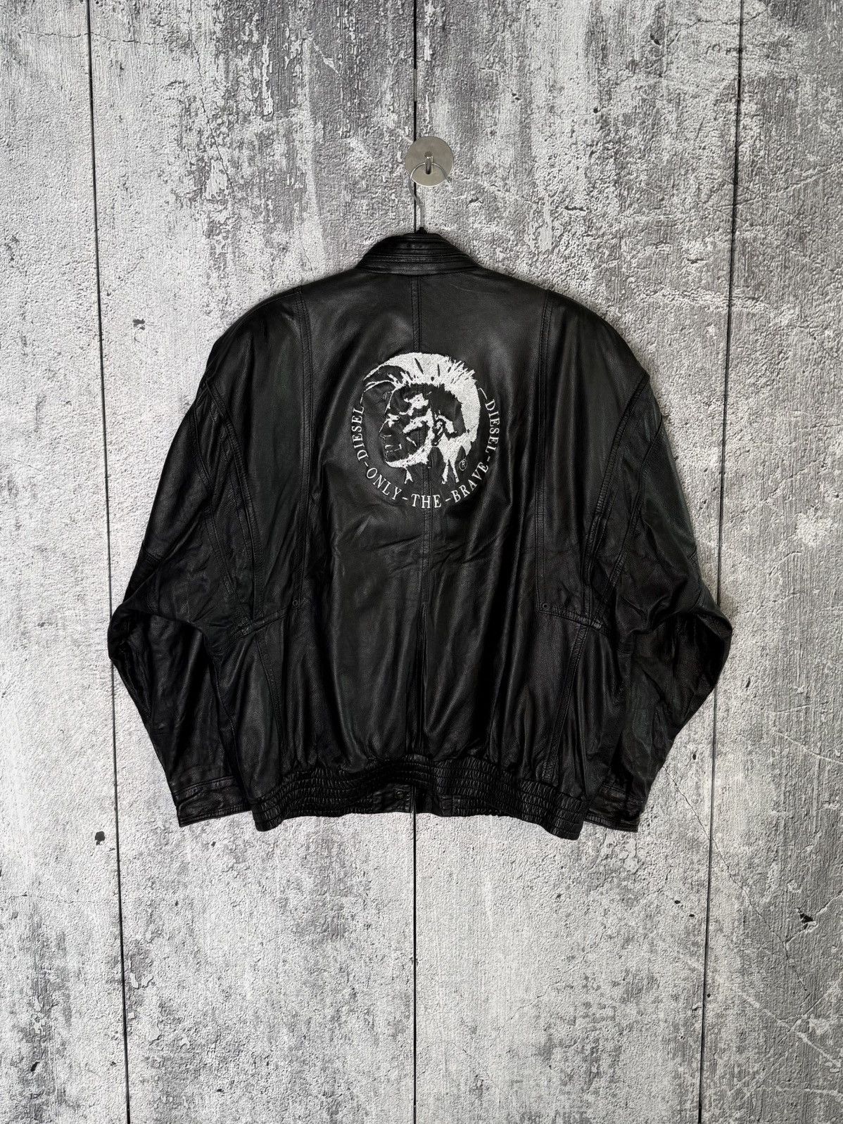Diesel Diesel Oversized Leather Bomber Jacket Embroidered Big Logo Size US XL / EU 56 / 4 - 1 Thumbnail