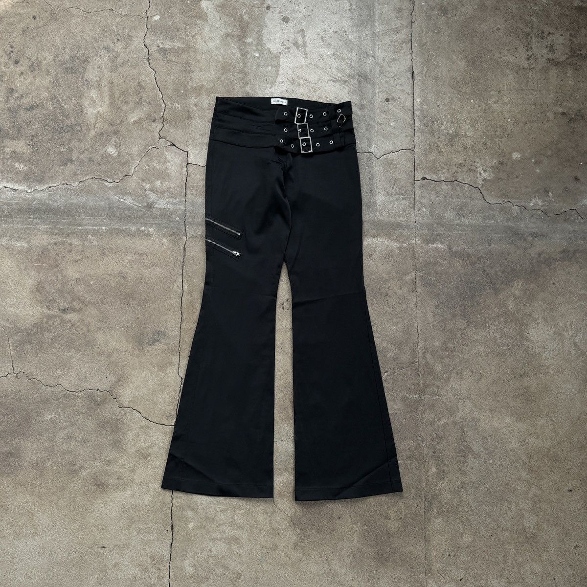 Seditionaries Vintage Y2K Clockhouse Grunge Flared Nylon Pants Size 26" / US 2 / IT 38 - 1 Thumbnail