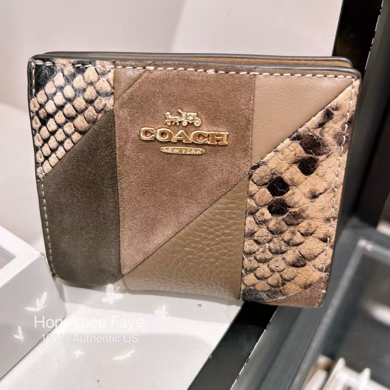 Snap Wallet With Patchwork And Snake Print CCR27